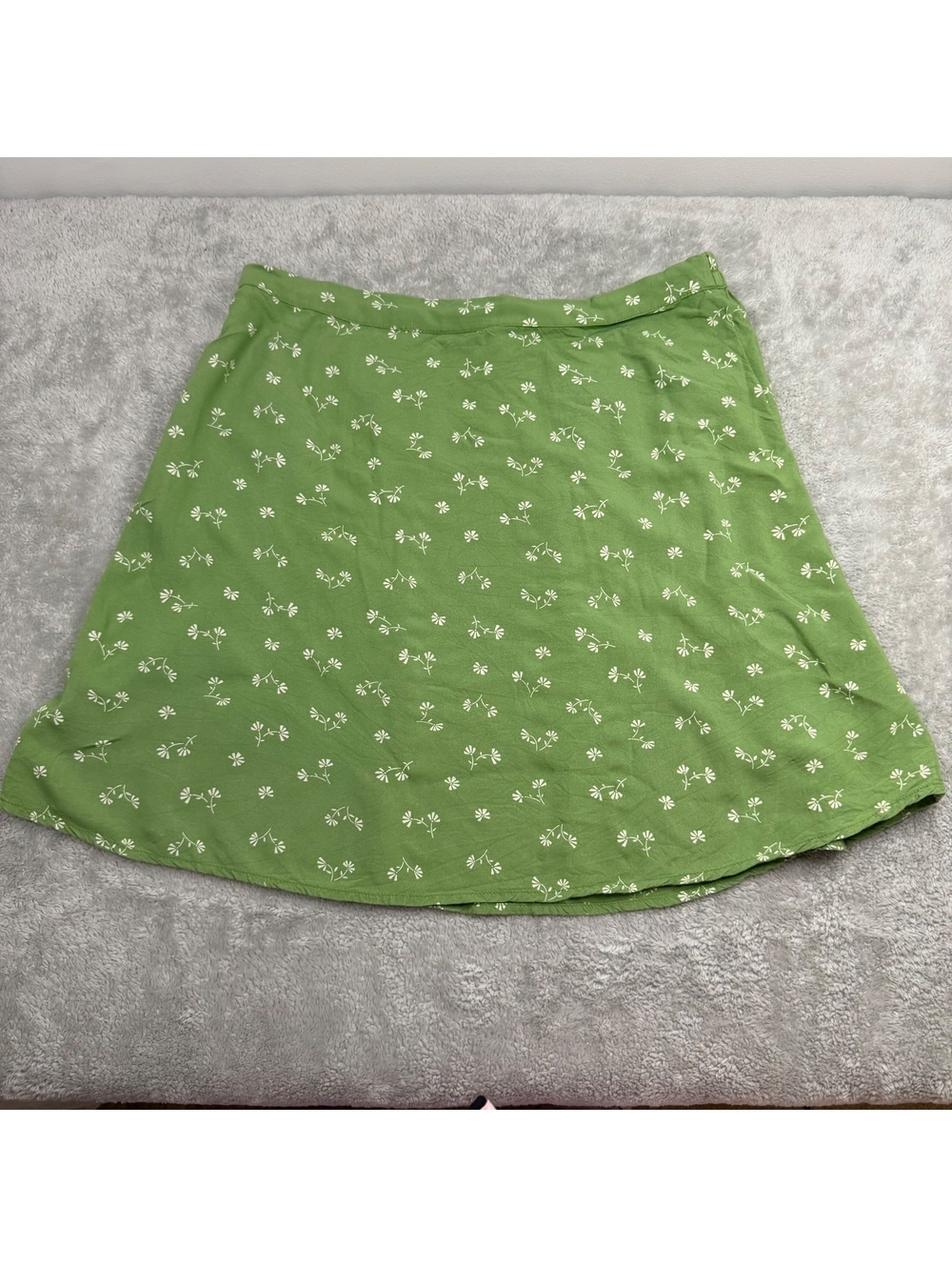 Billabong Green Floral Mini Skirt Large A Line Elastic Waist Y2K Cottagecore